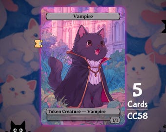 5x Vampire 1/1 Black - MTG Token - Cat Tokens by Teddy CC58