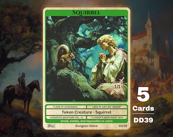 5x Squirrel 1/1 Green MTG Token - Teddy's Workshop DD39