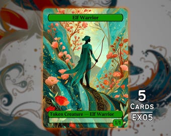 5x Elf Warrior 1/1 Green - MTG Token - Enchanting Tokens by Teddy EX05