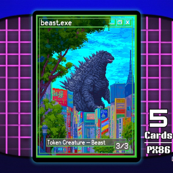 5x Bestia 3/3 Verde MTG Token Godzilla - Pixel Tokens de Teddy PX86