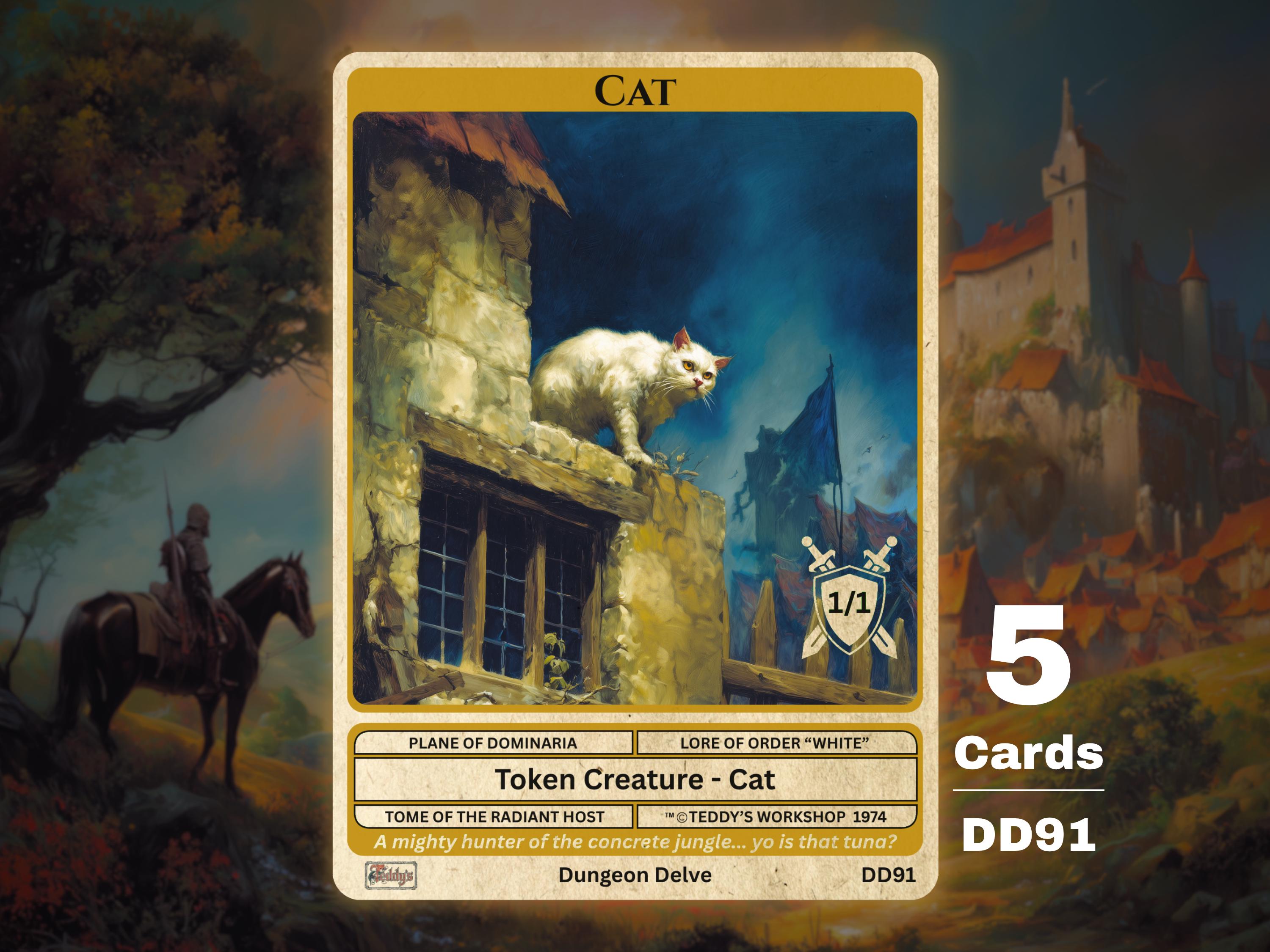5x Cat 1/1 White MTG Token - Teddy's Workshop DD91 - Etsy