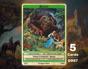 5x Beast 4/4 Green MTG Token - Teddy's Workshop DD87