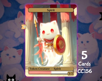 5x Spirit 3/2 Red White - MTG Token - Cat Tokens by Teddy CC156
