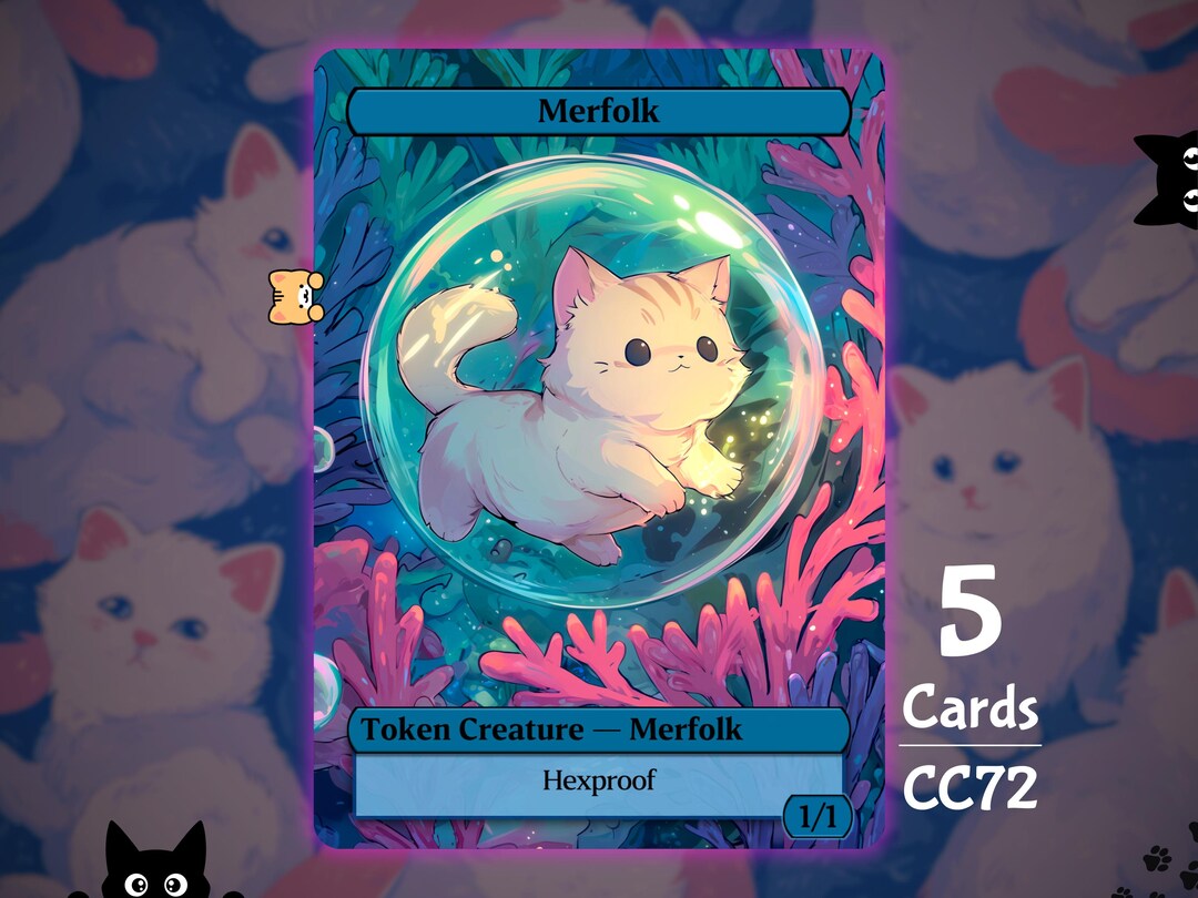5x Merfolk 1/1 Hexproof - MTG Token - Cat Tokens by Teddy CC72 - Etsy