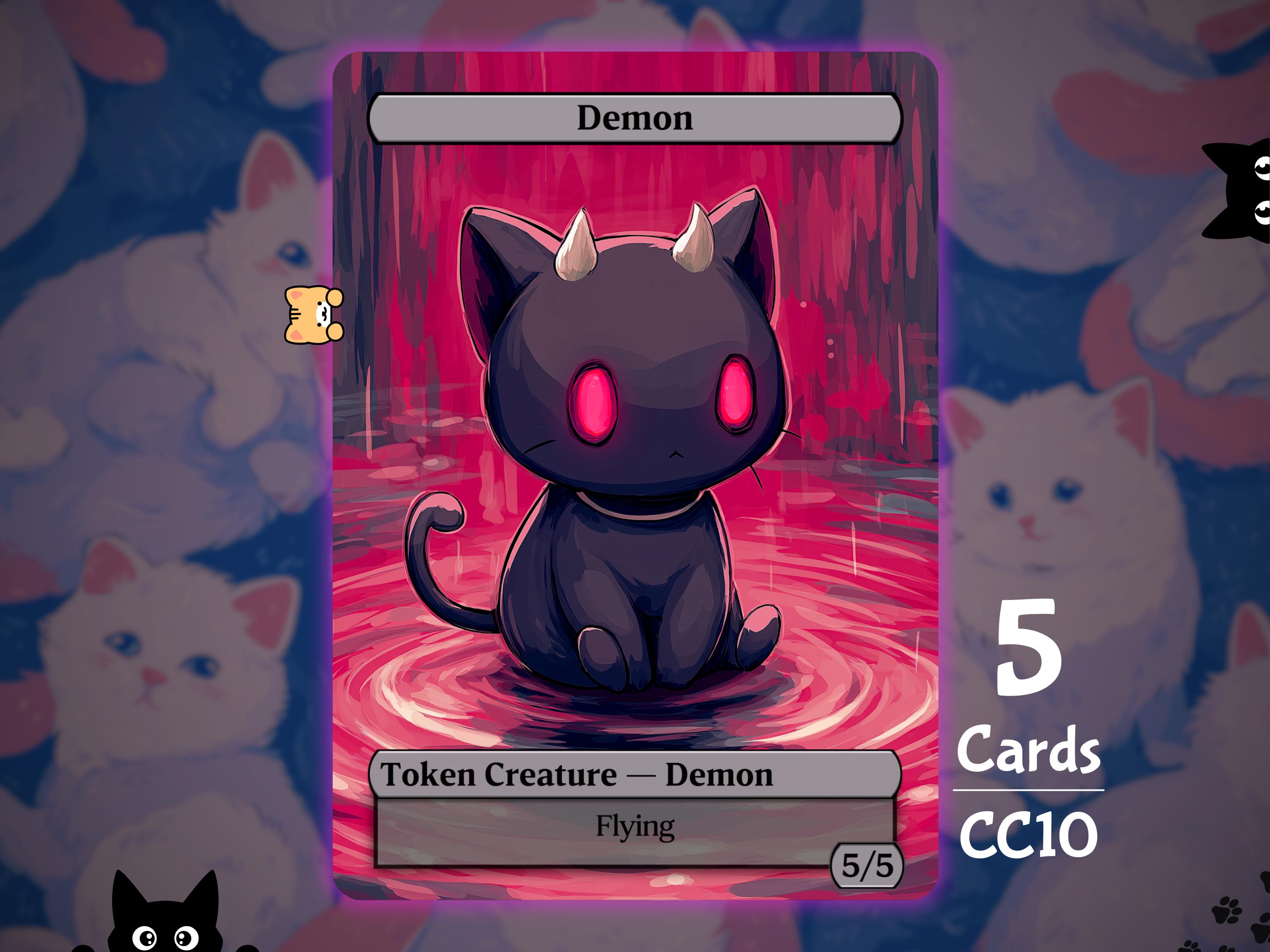 5x Demon 5/5 Flying - MTG Token - Cat Tokens by Teddy CC10 - Etsy