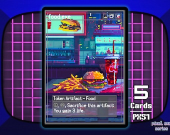 5x Food Token Burger MTG Artifact - Pixel Tokens by Teddy PX51
