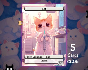 フォイル猫トークン（1/1ライフリンク、白）MTG - Etsy 日本