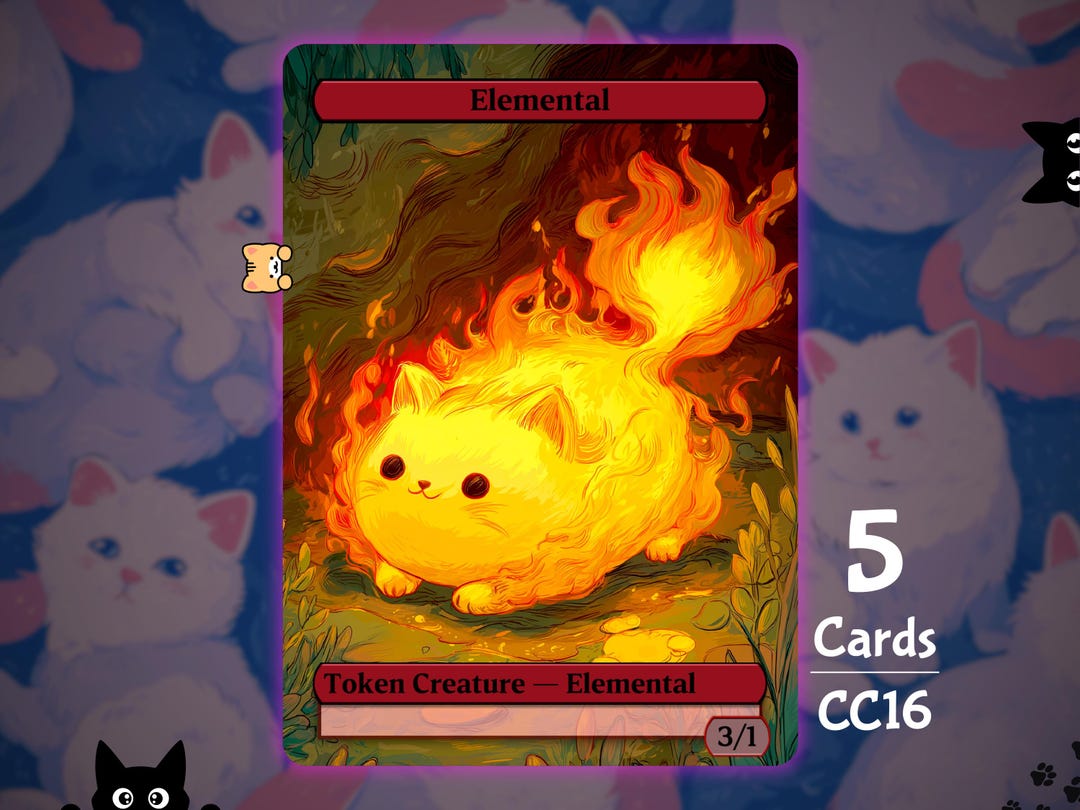5x Elemental 3/1 Red - MTG Token - Cat Tokens by Teddy CC16 - Etsy