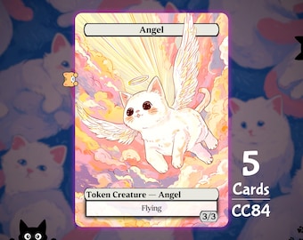 5x Angel 3/3 Flying - MTG Token - Cat Tokens by Teddy CC84