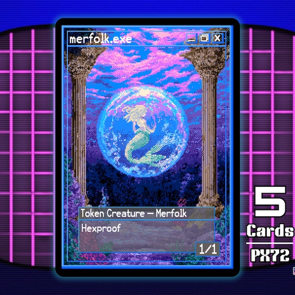 5 fichas de tritón 1/1 antimaleficio para MTG - Fichas de píxeles de Teddy PX72