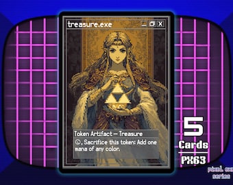 5 fichas de artefactos del tesoro de Zelda para MTG - Fichas pixeladas de Teddy PX63