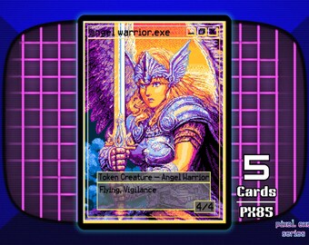 5x Angel Warrior 4/4 Flying Vigilance MTG Token - Pixel Tokens by Teddy PX85