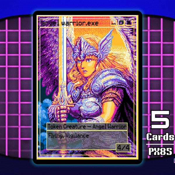 5 fichas de Guerrero Ángel 4/4 Vigilancia Voladora MTG - Fichas de píxeles de Teddy PX85