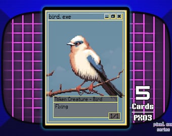 5x Bird 1/1 Flying White MTG Token - Pixel Tokens by Teddy PX03