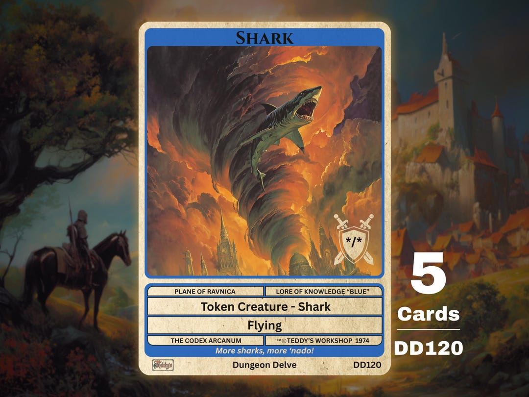 5x Shark */* Flying Blue MTG Token - Teddy's Workshop DD120 - Etsy