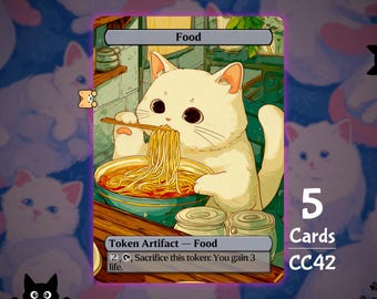 5x Food Token - MTG Token - Cat Tokens by Teddy CC42