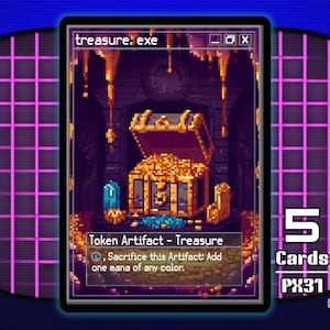 5x Treasure Artifact Token MTG - Pixel Tokens by Teddy PX31