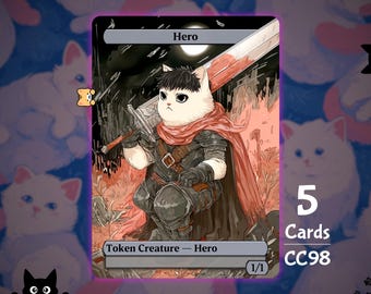 5x Hero 1/1 FF Meowts Alter - MTG Token - Cat Tokens by Teddy CC98