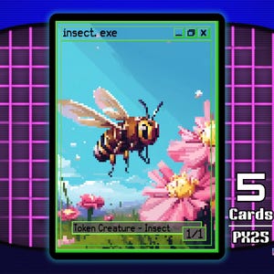 5x Insekt 1/1 Grön MTG-polett - Pixel-poletter av Teddy PX25