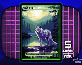 5x Wolf 2/2 Green MTG Token - Pixel Tokens by Teddy PX40