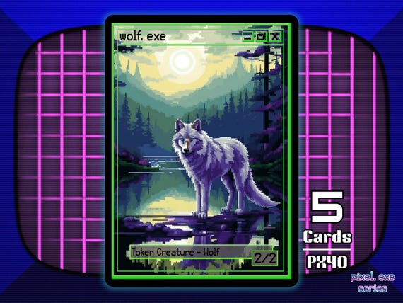 5x Wolf 2/2 Green MTG Token - Pixel Tokens by Teddy PX40