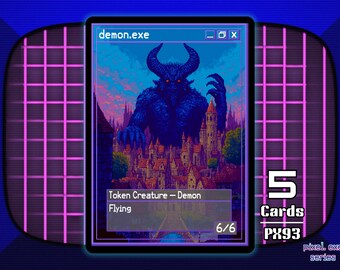 5x Demon 6/6 Flying MTG Token - Pixel Tokens by Teddy PX93