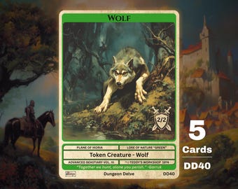 5x Wolf 2/2 Green MTG Token - Teddy's Workshop DD40 - Etsy