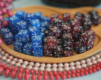 Counter Dice + / -, Magic TCG, Frost & Flame Marble Color Theme,perfect for any magic the gather deck! Edh, Cedh Magic Deck! Great MTG Gift!