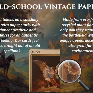 May include: Image of a vintage paper product with the text "OLD-SCHOOL VINTAGE PAPER". The product is made from recycled plant fibers and has a parchment aesthetic. The image includes a card with an angel illustration.