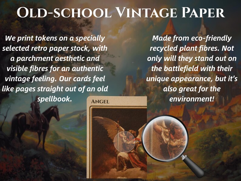 May include: Image of a vintage paper product with the text "OLD-SCHOOL VINTAGE PAPER". The product is made from recycled plant fibers and has a parchment aesthetic. The image includes a card with an angel illustration.