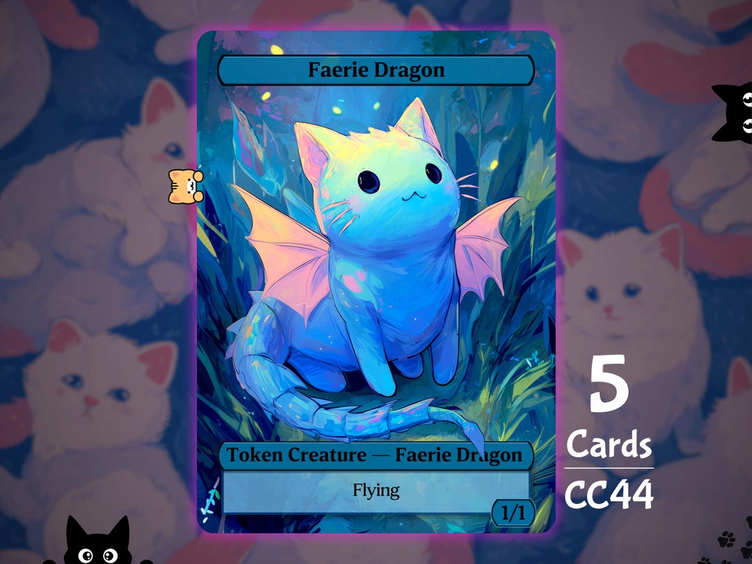 5x Faerie Dragon 1/1 Flying - MTG Token - Cat Tokens by Teddy CC44 - Etsy
