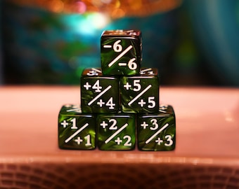 Counter Dice + / - , Magic TCG, Venom Green Marble Color Theme, perfect for any magic the gather deck! Edh, Cedh Magic Deck! Great MTG Gift!
