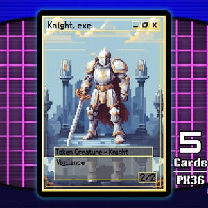 5x Cavaleiro 2/2 Vigilância Branco MTG Token - Pixel Tokens por Teddy PX36