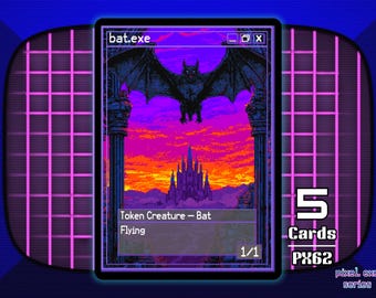 5x Bat 1/1 Flying Black MTG Token - Pixel Tokens by Teddy PX62