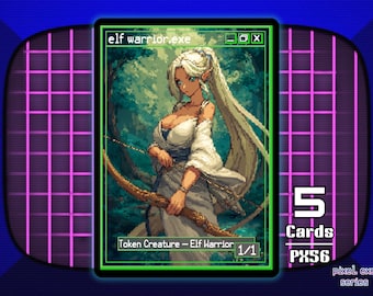 5x Elf Warrior 1/1 Green MTG Token - Pixel Tokens by Teddy PX56