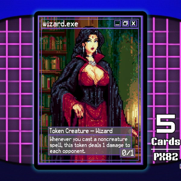 5 fichas de mago 0/1 de Final Fantasy para MTG - Fichas de píxeles de Teddy PX82