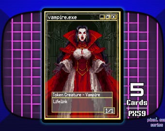 5x Vampire 1/1 Lifelink White MTG Token - Pixel Tokens by Teddy PX59