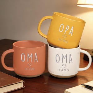 Personalized Oma and Opa Mug Set, Custom Grandparents Gift, Pregnancy Announcement