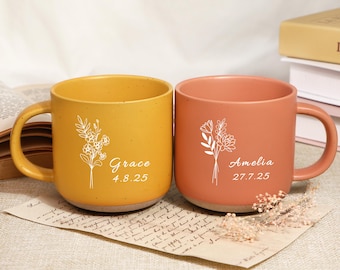 Custom Birth Flower Coffee Mug: Personalized Engraved Gift