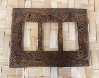 Placa de pared estilo tiki - Serie ISLANDER, palmera, DECORA, interruptores de 3 vías