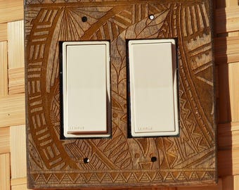Tiki style wall plate - ISLANDER Series, Palm, Decora
