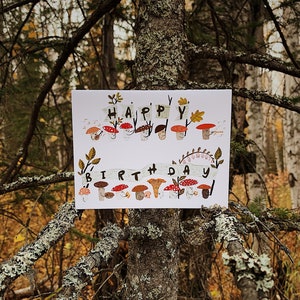 5.5 x 4.25 “Happy Birthday” Mushroom Greeting Card