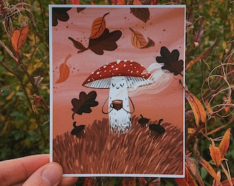 Mini Fall Feelings, 5.5 x 4.25 Mushroom Poster Physical Print