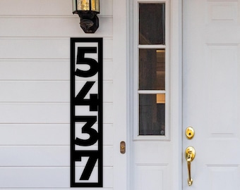 Modern Metal House Numbers, Custom Address Sign, Vertical Large Number Plaque