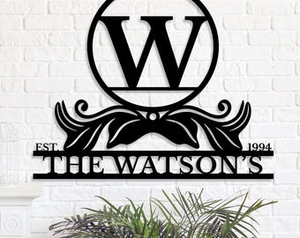 Custom Metal Last Name Sign, Personalized Wall Art Decor