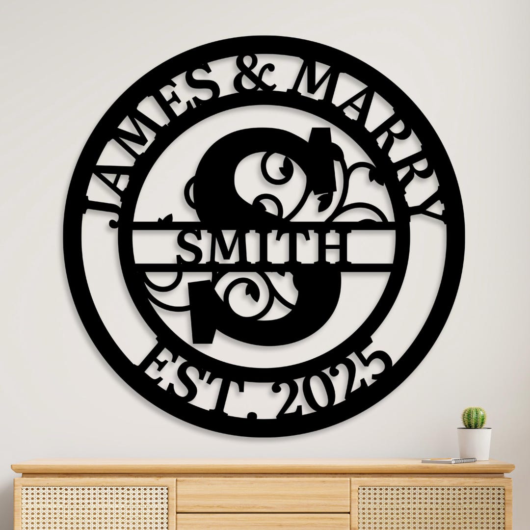 Personalized Family Name Sign, Custom Metal Monogram, Wall Art Decor - Etsy