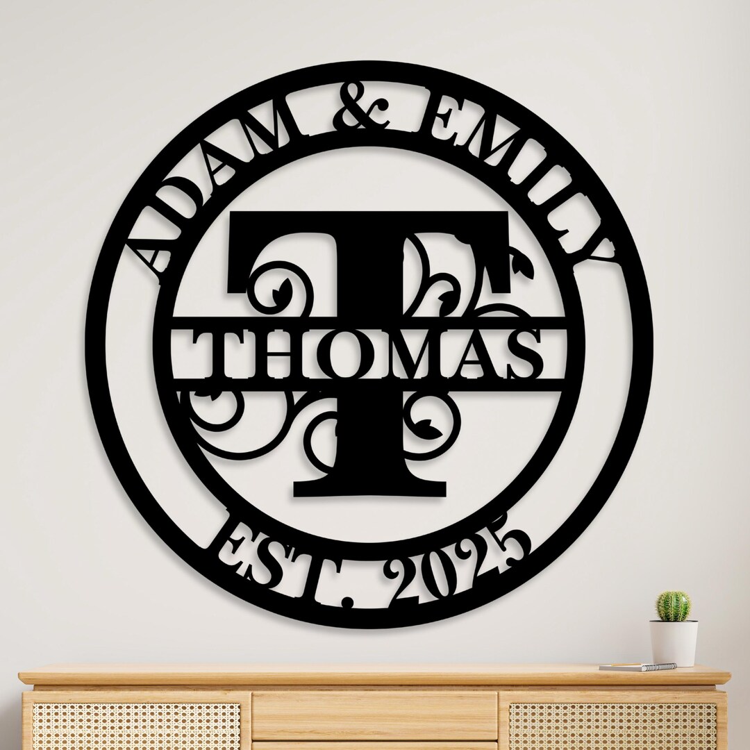 Personalized Family Name Metal Sign, Custom Metal Monogram, Wall Art ...