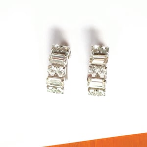 Rhinestone Wedding Bridal Earrings Clear Rhinestones Clip On Prom Vintage Jewelry Gifts for Her Yours, Occasionally