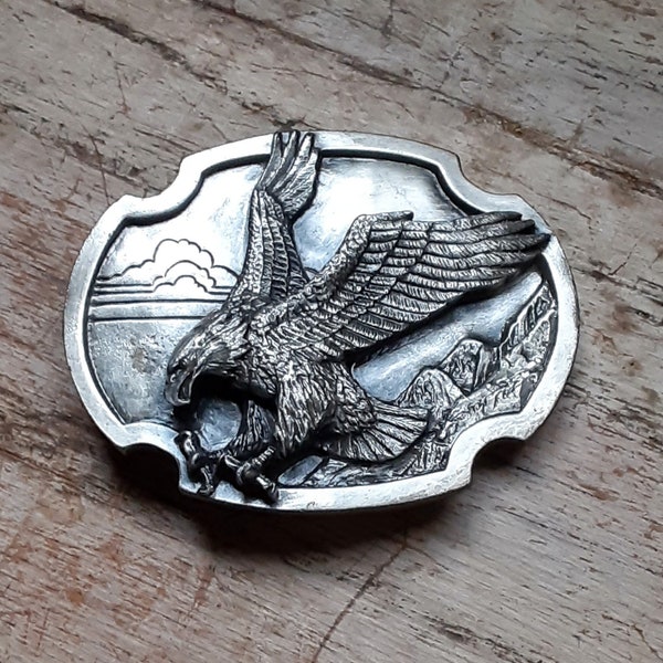 Siskiyou Eagle Belt Buckle 1986 Pewter Vintage for Men Accessories Yours, Occasionally