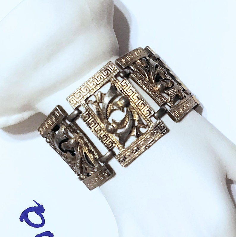 Bracelet Pulsera 916 Sterling Silver Russian Repousse Flower Panel Links Circa 1980s Vintage Jewelry Vendimia Joyeria Yours, Occasionally image 2